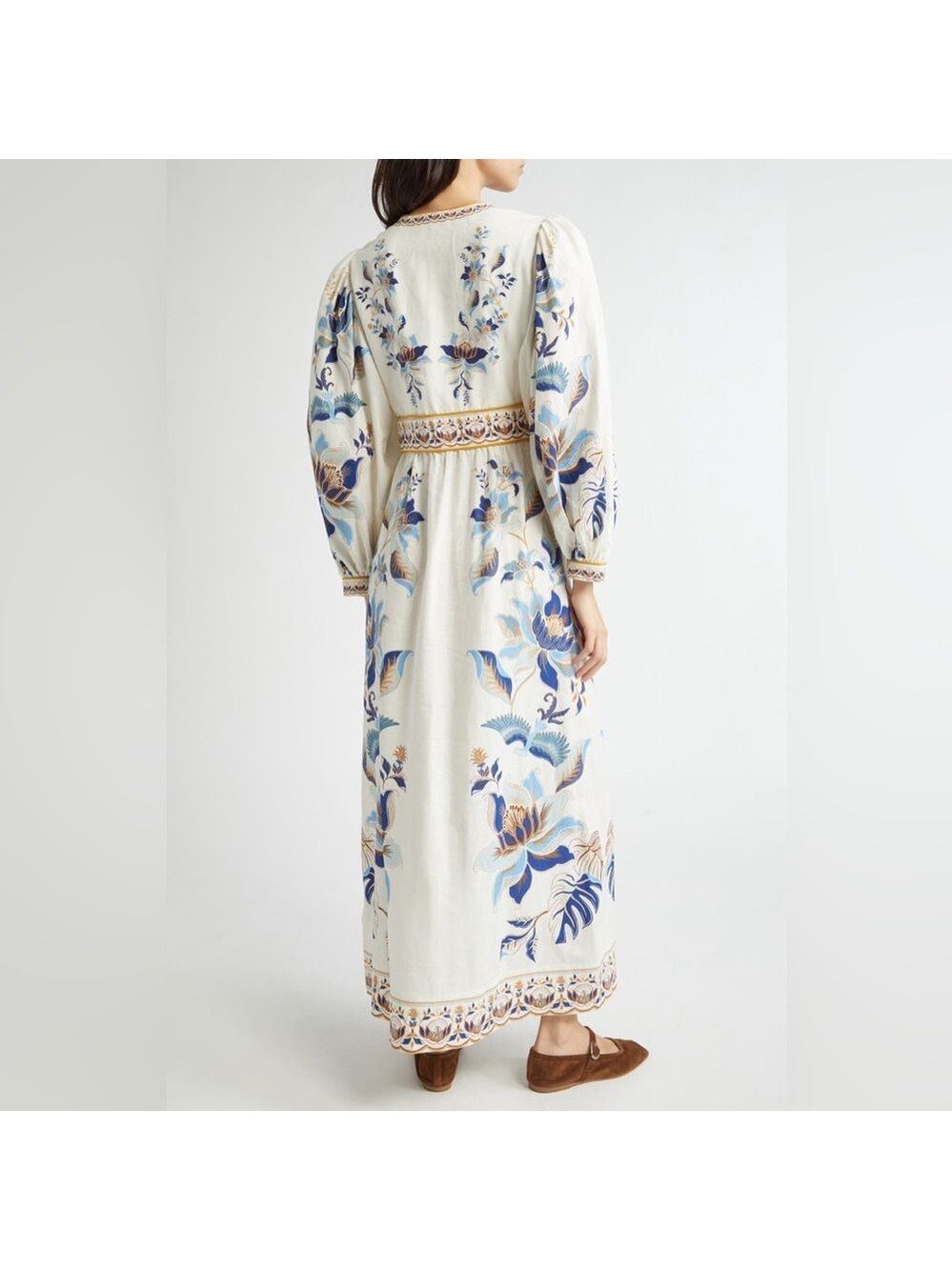 Farm Rio Mystic Blue Lotus Placed Maxi Dress - Picture 7 of 10